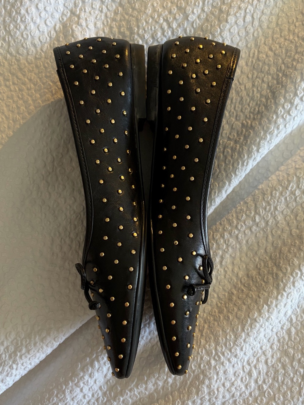 Schutz Black Studded Leather Ballet Flats size 8 - Picture 3 of 5